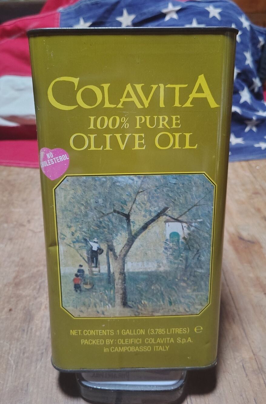 Vintage Colavita Olive Oil Advertising Tin Empty For Display Kitchen Decor